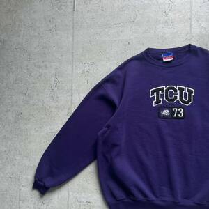 champion チャンピオン ヘビーオンス カレッジロゴ TCU クルーネック スウェット トレーナー パープル XL