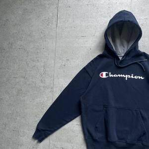 champion チャンピオン プリント ワンポイントロゴ プルオーバー パーカー ネイビー M