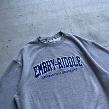 champion チャンピオン カレッジロゴ EMBRY-RIDDLE クルーネック スウェット トレーナー グレー L_画像3