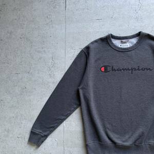 champion チャンピオン プリント ワンポイントロゴ クルーネック スウェット トレーナー チャコールグレー M