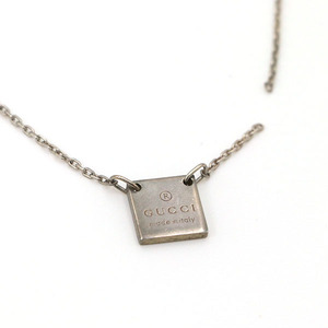 【ジャンク】グッチ GUCCI スクエアプレート ネックレス ペンダント 1561 925 シルバー 【xx】【中古】4000060801700675