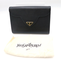 イヴサンローラン YSL YVES SAINT LAURENT ブラック レザー セカンドバッグ レディース 【xx】【中古】4000001801703202_画像8