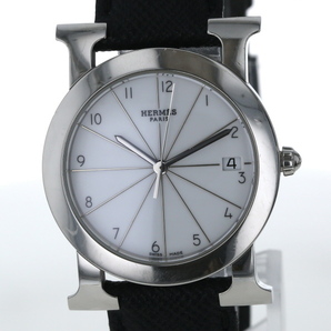 エルメス HERMES Hウォッチ HR1.510 クオーツ ホワイト 文字盤 3針式 メンズ 腕時計 【xx】【中古】4000020801000824の画像1