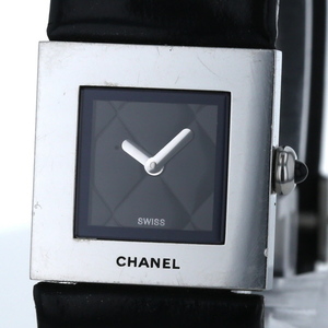 シャネル CHANEL マトラッセ アシエ ACIER H0009 クオーツ ブラック 2針式 レディース 腕時計【xx】【中古】4000019801200428