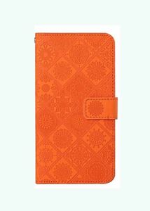 iPhone 78 SE (第2世代/第3世代) SE2 SE3 曼荼羅模様 アイフォンケ ース スマホ 手帳型 カードケース オレンジ橙 エスニック風