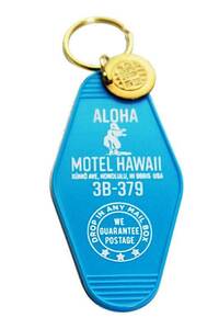 モーテル ハワイ キーホルダー ライトブルー プラスチック製 フラガール柄 MOTLE HAWAII ホノルル モーテル ホテル キーホルダー