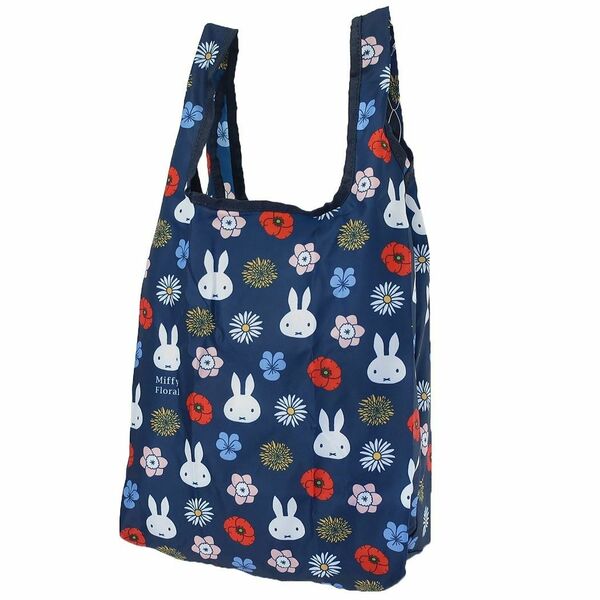 【エコバッグ】ミッフィー ショッピングバッグ miffy floral ネイビー