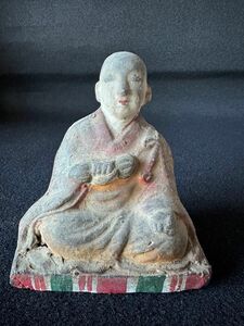 古美術　弘法大師座像　色絵陶器　陶芸　時代　仏教美術　A 骨董