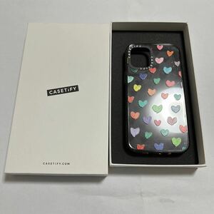 603p2908☆ CASETiFY インパクトケース iPhone 12 Mini - Polka Daub Hearts - クリア ブラック