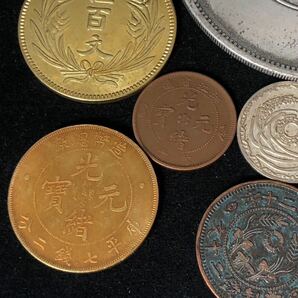 中国古銭 硬貨 銅貨 銀貨 光緒元宝 中華民国銅元 など 7枚 総重量261gの画像7