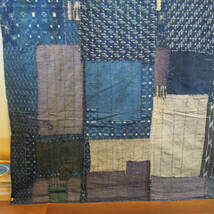 木綿 藍染め 敷物 古布 4巾 継ぎ接ぎ ボロ インディゴ 襤褸 古裂き Vintage fabric boro tsugihagi patchwork indigo art_画像9