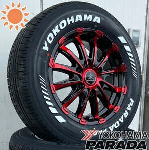 ハイエース200系 レジアスエース 16インチ タイヤホイールセット 4本セット 1台分 BD12 ヨコハマ パラダ 215/65R16 ホワイトレター