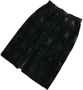 上質 本革 豚革 ピッグスキン 総柄 レザースカート ブラック