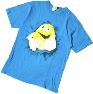 ● m&m's エムアンドエムズ ● ビッグ キャラクター プリント 半袖 丸首 Tシャツ ブルー M