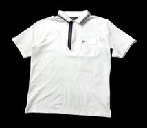 ● Munsingwear マンシングウェア ● ロゴ ペンギン 刺繍 サッカー地 半袖 ハーフジップ ゴルフ ポロシャツ ホワイト L_画像2