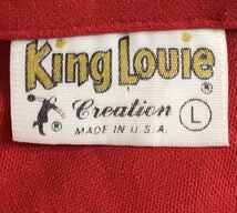 70s ヴィンテージ USA製 ■ King Louie キングルイ ■ バック プリント 半袖 ボーリング シャツ レッド L_画像4