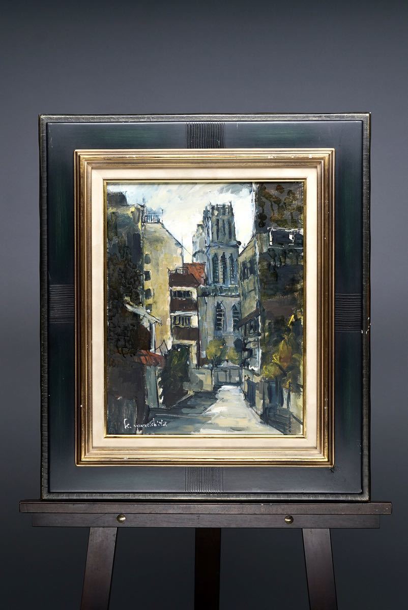 Genuine Morishita Kazuo Nakayamate Church oil painting, F6 size (32cm x 41cm), signed and endorsed, made in 1985, in good condition!, Painting, Oil painting, Nature, Landscape painting