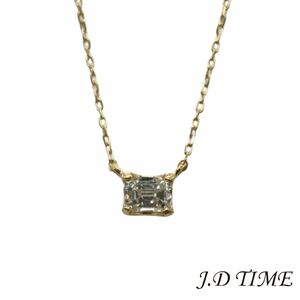 K18YG エメラルドカット ダイヤモンドネックレス D0.22ct レディース【新品】(JD-UNI-05552)