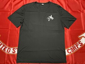 中古美品　USMC COMBAT LOGISTICS REGIMENT-37 SERVICE COMPANY DRY Tシャツ SPORT-TEK製　XL BLACK