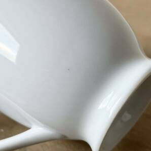 2個set スッとした形 ピッチャー 白磁 デットストック 陶器 検: ミルクピッチャー スープ カフェオレ レトロ ビンテージ アンティークの画像8