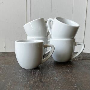 5個set ぽってりシンプルデミ カップ デットストック 白磁 陶器　検: デザートカップ コーヒー 珈琲 カフェ 喫茶 ビンテージ アンティーク