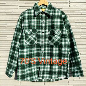 【70'S Vintage・Sears】PRINT FLANNEL SHIRT