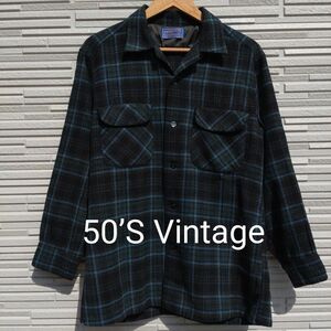 【50'S Vintage・PENDLETON】WOOL CHECK SHIRT