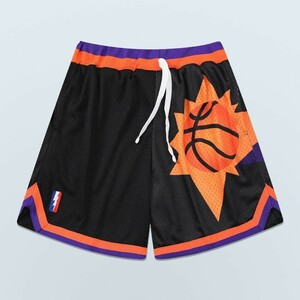新品　NBA フェニックス・サンズ　ハーフパンツ　Short　ユニフォームパンツ　バスケパンツ　袋付き　ブラック　2XLサイズ　Suns