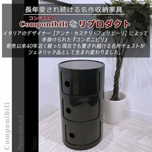 コンポニビリ 3段 リプロダクト デザイナーズ家具 収納 ボックス チェスト 収納ボックス コーナーラック ラウンドチェスト 黒_画像2