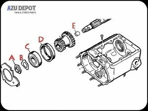 4速TM　キッカー側　スモールパーツ ■(D)メインシャフトベアリングレース　1936-79年用 ハーレー