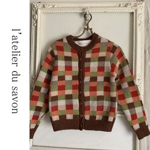 L'Atelier du Savon Color Block Crew Chrield Cardigan Hair 100 % цена на шерсть, сделанная в Великобритании 19 580