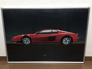 当時物 フェラーリ テスタロッサ ポスター 額装 / フレームサイズ 80.5cm×60.5cm / Ferrari Testarossa / アンティーク ヴィンテージ