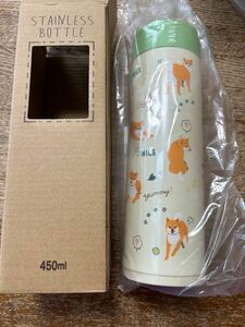 ステンレスボトル タンブラー 450ml 携帯タンブラー 犬柄 水筒 白 タンブラー