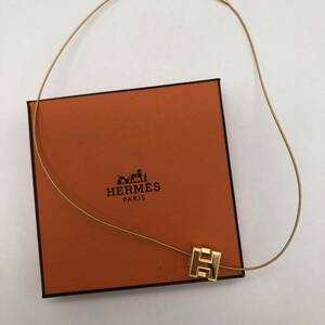 HERMES エルメス ネックレス ガージュドアッシュ ゴールド オレンジ Hキューブ アクセサリー ※刻印潰れP940