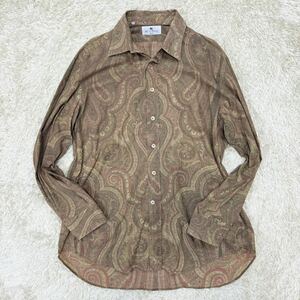 美品/XLサイズ☆ エトロ ETRO 総柄 ペイズリー柄 シャツ 長袖 ドレスシャツ size44シルエット◎ イタリア製 コットン 高級感◎マルチカラー