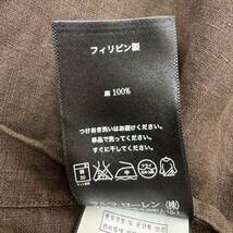 美品 ラルフローレンブラックレーベル RALPH LAUREN BLACK LABEL 長袖シャツ Lサイズ リネン100% ブラウン 長袖 シャツ 古着 麻_画像6