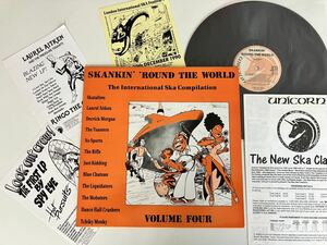 【貴重チラシ/カタログ入】SKANKIN' 'ROUND THE WORLD LP UNICORN UK PHZA70 90年盤,Skatalites,Laurel Aitken,Derrick Morgan,Toasters