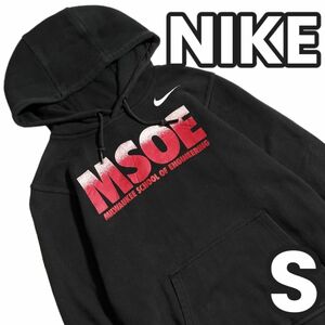 【フロントビッグロゴ】　NIKE　プルオーバーパーカー MSOE ミルウォーキー バスケ　黒　Ｓ