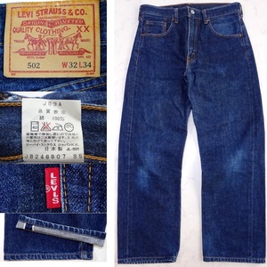 90s LEVI'S 502XX JEANS 95年 リーバイス 502XX 復刻 ジーンズ W32 ビッグE 赤耳 DENIM JEANS