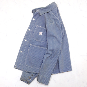 90s 米国製 POINTER DENIM COVERALLS ポインター ヒッコリー デニムカバーオール Lサイズ MADE IN USA