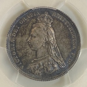 レア 1888/7オーバーデイト 英国 ビクトリア女王 ジュビリーヘッド 1シリング 銀貨 PCGS MS62 イギリス ロイヤルミント アンティークコイン