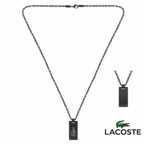 ラコステ LACOSTE ネックレス アクセサリー ペンダント 2040080 プレート マットブラック カジュアル 男性 メンズ 男性用 わに ワニ