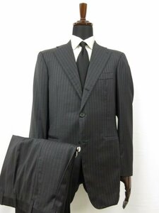 超美品 【ラベラサルトリアナポリターナ La Vera Sartoria Napoletana】 3B段返り スーツ (メンズ) 48 グレー系 ストライプ ■27HR3403