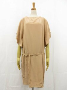 美品【Chloe クロエ】13SRO27-13S004 シルク100％ 上品な微光沢 ベルト付きワンピース (レディース) size34 BROWN SUGAR 茶系 ■17LO3276■