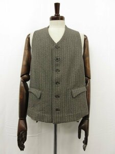 極美品【D'etre デートル】177E-3 肉厚生地 織柄ウールベスト ジレ (メンズ) size50 グレー味のあるブラウン系 ■17MB3347■