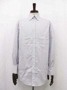 超美品【ブルネロクチネリ BRUNELLO CUCINELLI】 B.D. ストライプ 長袖シャツ 伊製 Slim Fit (メンズ)sizeL ホワイト×ネイビー■5MK2815■