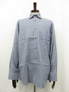 美品 【ザノリーニ ZANOLINI】 ドゥエボットーニ 織柄 長袖シャツ (メンズ) size40 ネイビー系 イタリア製 ■10MK2841■