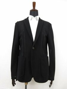 超美品 【エンポリオアルマーニ EMPORIO ARMANI】 ストレッチ素材 2ボタン アンコンジャケット (メンズ) size50 ブラック 織柄 ■28MJ8909