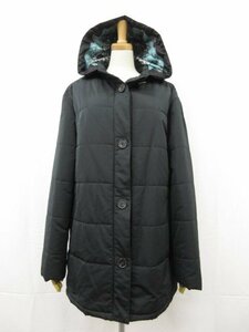 極美品【ヘルノ HERNO】116366 裏地ペイズリー柄 中綿入りフーデッドコート ブルゾン (レディース) size48 ブラック系 ■17LW1441■