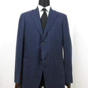 超美品 【Ermenegildo Zegna エルメネジルドゼニア】 リネン×シルク混 2ボタン ジャケット (メンズ) size48C ネイビー系 織柄 ■28MJ8944の画像1